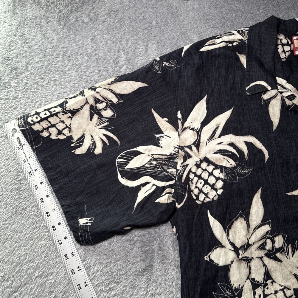 VTG RJC Men's SZ 4XL Hawaiian Shirt Button Up Black Navy Floral Made In Hawaii - Picture 8 of 16